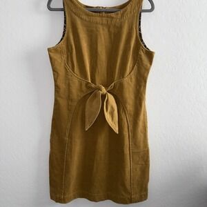 Anthropologie Holding Horses Corduroy Brown Sleeveless Dress size 8 Mustard  EUC